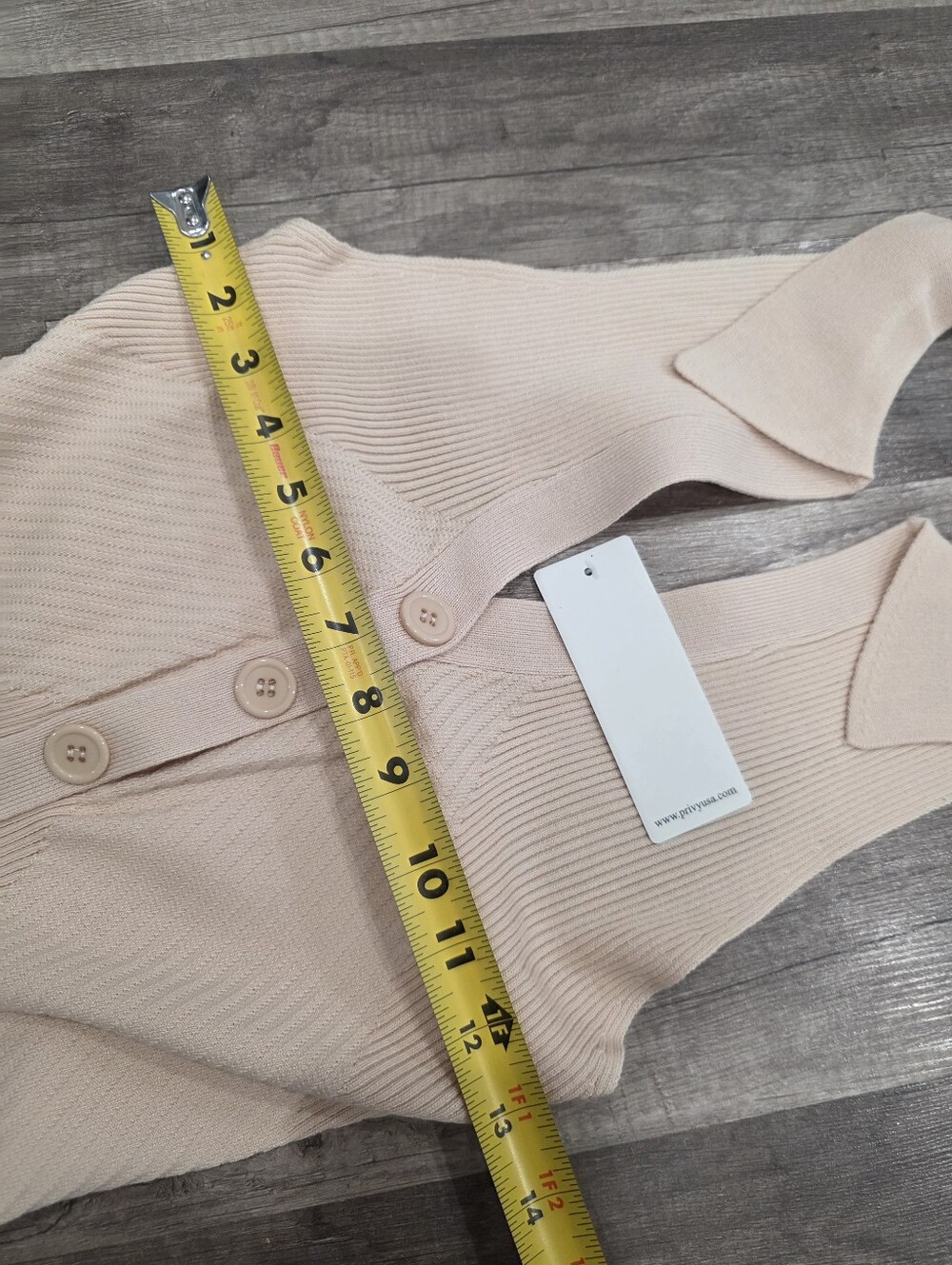 Nwt RIBBED midi Dress Collared Button Knit Midi Beige Corpcore Academia Y2K - Picture 12 of 13